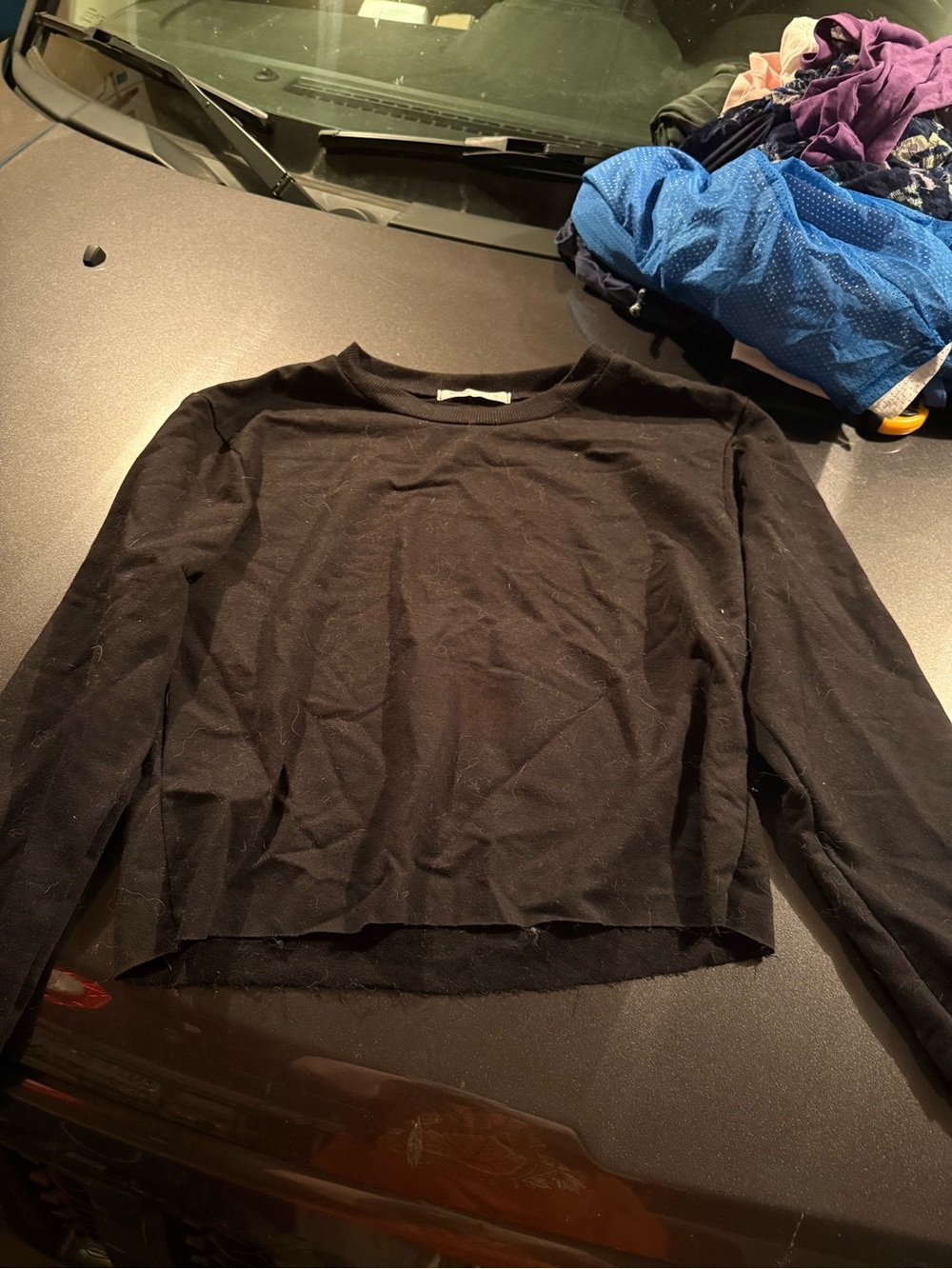 Black Long Sleeve Crewneck Top